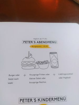 The menu price at Peter Pane in Stuttgart