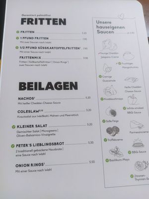 Other menu and vegan label in green at Peter Pane in Stuttgart
