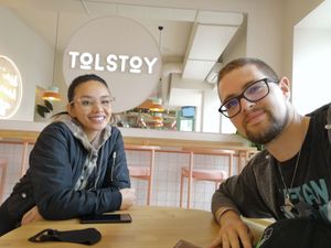 us enjoying our frist ever Tolstoy meal ❤️ at Tolstoy in Vienna