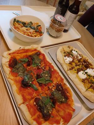 hemp pesto pinsa, bolognese, corn pinsa all amazing at Tolstoy in Vienna