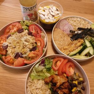 Chickpea Tuna Salad, Mexican Remoulade Bowl, Asian Palm Tree Bowl at Tolstoy in Vienna