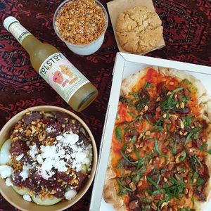 Beets by Quinoa Salad & Hemp Pesto Pinsa at Tolstoy in Vienna