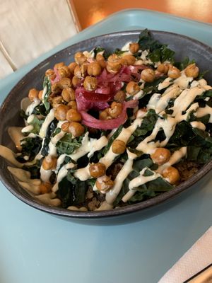 Quinoa kale bowl with pickled onions  at Tolstoy in Vienna