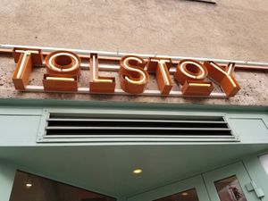 Sign on the front at Tolstoy in Vienna