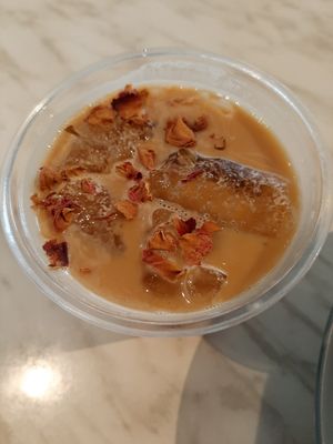 Iced rose oat latte at BEAN & YOLK in Muntinlupa