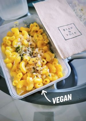 Ordered delivery vegan mac and cheese and pasta "sisig" , it was good. at BEAN & YOLK in Muntinlupa
