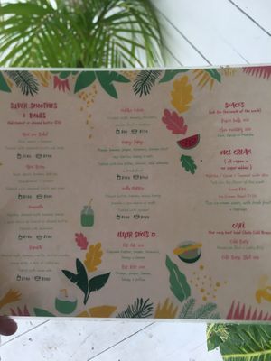 Menu so people know the prices at Matcha Mama - Centro in Tulum