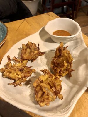 Onion bhajis.  at Cinnamon in Sitges