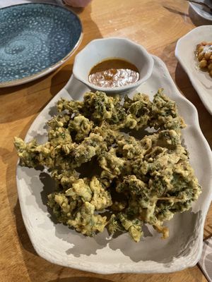 Kale Pakoras - Incredible!   at Cinnamon in Sitges