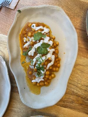 Samosas with chickpea sauce   at Cinnamon in Sitges