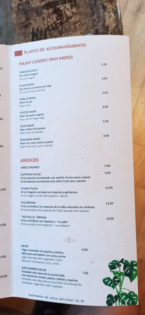 Platos de acompañamiento at Cinnamon in Sitges