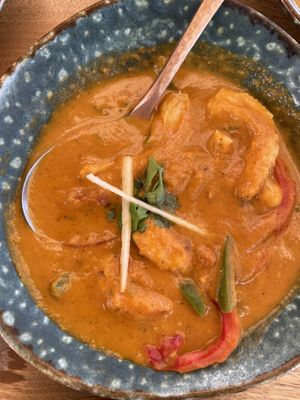 No prowns curry  at Cinnamon in Sitges