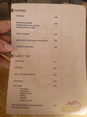 Desserts menu  at Cinnamon in Sitges