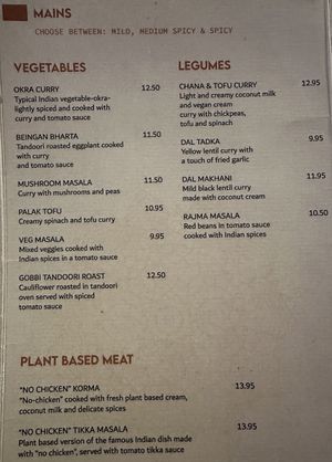 Speisekarte, Hauptgerichte  at Cinnamon in Sitges