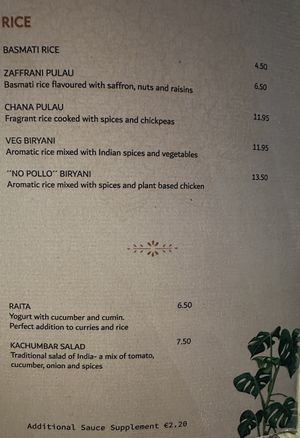 Speisekarte, Reis  at Cinnamon in Sitges
