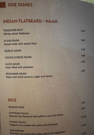 Speisekarte, Beilagen  at Cinnamon in Sitges