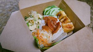 Buddha Bowl in our paper packaging. 100% plastic free shipping at Mom's Kitchen @ Chickpea Eatery  in Da Nang