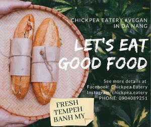Vegan tempeh Banh My is our signature dish at Mom's Kitchen @ Chickpea Eatery  in Da Nang