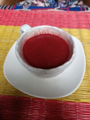 Beetroot latte at Mom's Kitchen @ Chickpea Eatery  in Da Nang