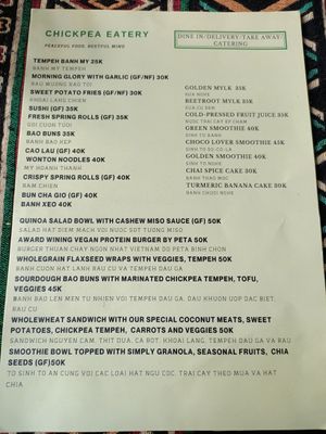 Menu at Mom's Kitchen @ Chickpea Eatery  in Da Nang