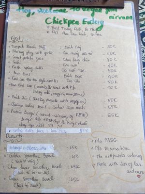 Menu at Mom's Kitchen @ Chickpea Eatery  in Da Nang