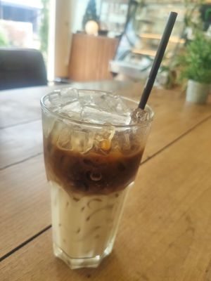 Iced white frapuccino with oat milk at Little Cottage by Ticha Cakes in Pai