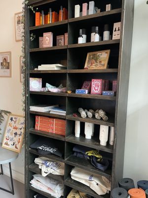 Shelf of items   at Jivamukti Yoga Paris in Paris