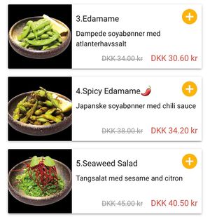 Vegan options  at Itacho in Solroed Strand