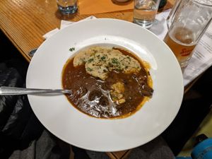 Champignon goulash (vegan), yum!   at Bio-Meisel in Vienna