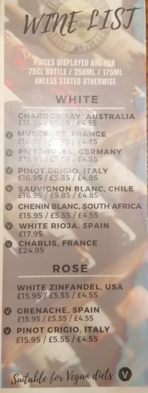 Vegan wine at The Springhill in Wolverhampton