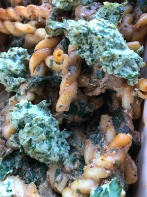 Baked Ziti with Local Vegetables & house made Basil "Ricotta" at Farm To Fork in Bigfork