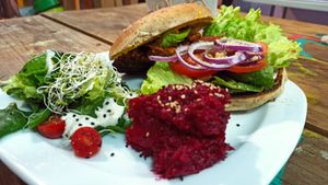 Burgers at Vegan21 in San Miguel De Allende