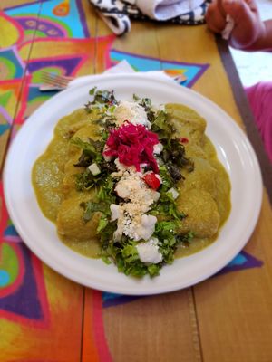 Enchiladas Verde at Vegan21 in San Miguel De Allende