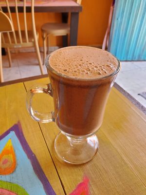 Hot cacao drink at Vegan21 in San Miguel De Allende