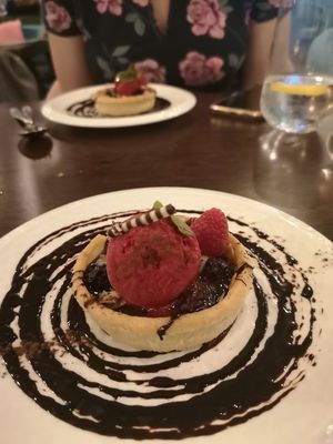 Chocolate cherry tart at MUSE Brasserie in Cheltenham
