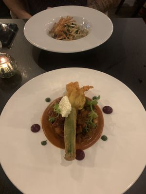 Courgette Flower and Ravioli  at MUSE Brasserie in Cheltenham