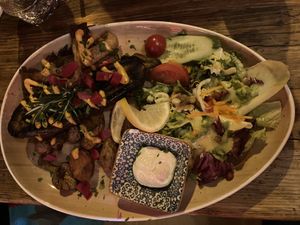 eggplant with oyster mushroom  at Bei Frau Nanna in Frankfurt