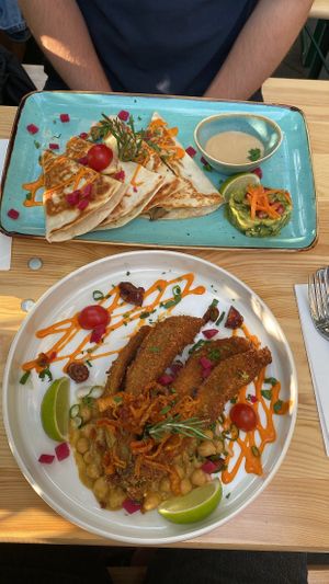 Eggplant in Panko & mushroom quesadillas   at Bei Frau Nanna in Frankfurt