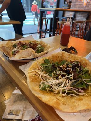 Chinese burritos - vegan lychee pork and vegan duck at Belly Worship in Auckland