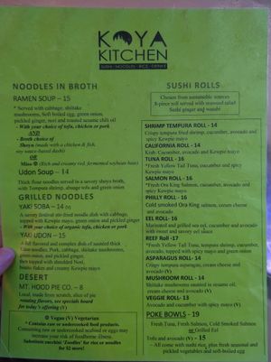  at Koya Kitchen in Welches