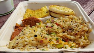 Breakfast platter ($15). Good, but didn't like the cheese in the hashbrowns. Appears to be homemade sausage & Just Egg.  at Veganista in Minneapolis