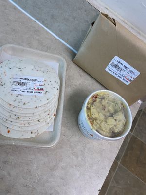 Pepper jack cheese, smoked turkey and potato salad. The pepper jack cheese was actually $8 not $14 lol at Vida's Plant Based Butcher in Columbus