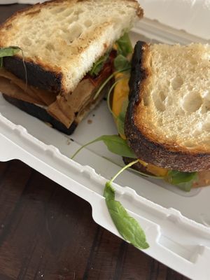 Cheddar melt mmm blistered tomatoes  at Vida's Plant Based Butcher in Columbus