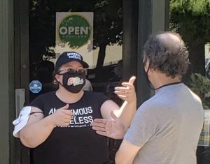 Conversation  at Anonymous for the Voiceless in Dayton