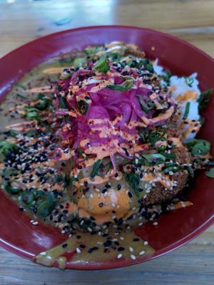 Katsu vegan chicken and rice 😋 (Feb 2022) at YUZU Street Food in York