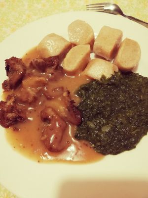 Seitan špenát bramborové knedlíky at Spalda in Pardubice
