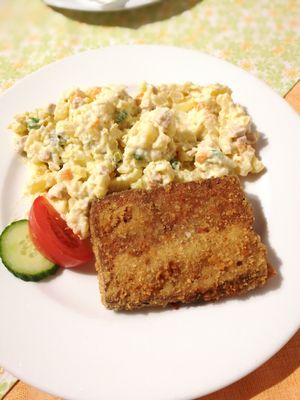 Tofu řízek s bramborovým salátem at Spalda in Pardubice