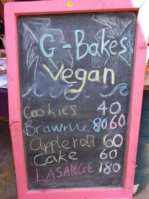 Menu example at G Bakes Vegan in Chiang Mai