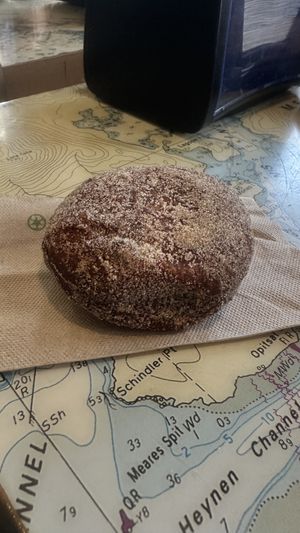 Vegan jelly donut  at Rhino Coffee House in Tofino