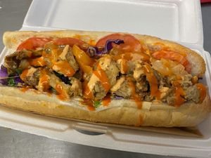 Organic Oyster mushroom PoBoY  at VegainzLA - La Brea in Inglewood